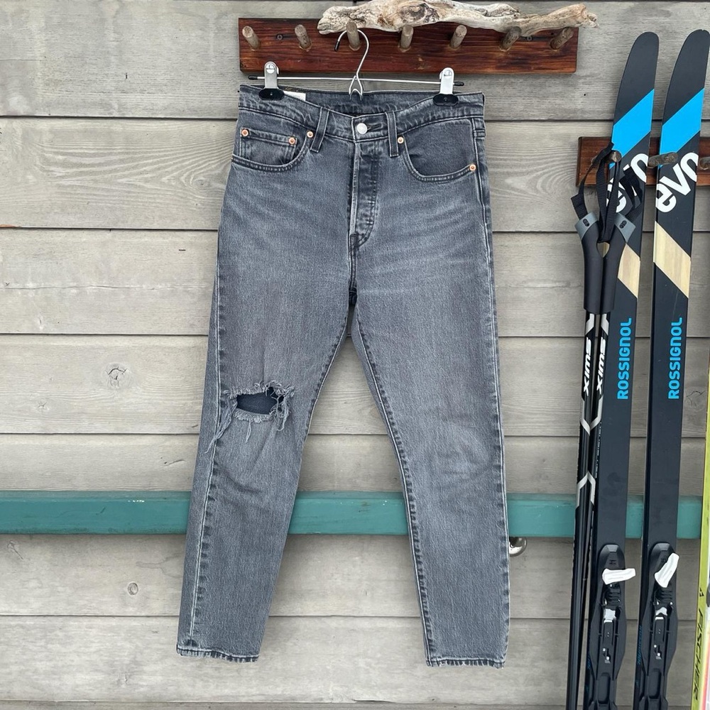 Levi 501 skinny black faded jeans